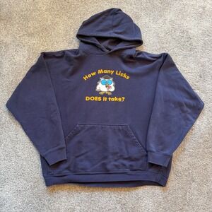Vintage Tootsie Pop Owl Hoodie Navy Blue How Many Licks Graphic Sweatshirt L